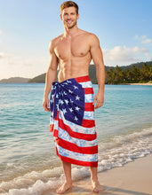 Load image into Gallery viewer, Men's Patriotic American Flag Sarong Swim Trunk P05241