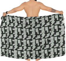 Load image into Gallery viewer, Men's Patriotic American Flag Sarong Swim Trunk Black P05254