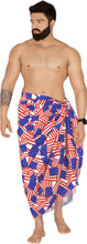 Load image into Gallery viewer, Men's Patriotic American Flag Sarong Swim Trunk Red Blue P05258