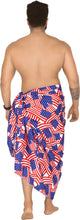 Load image into Gallery viewer, Men's Patriotic American Flag Sarong Swim Trunk Red Blue P05258