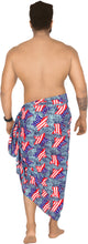 Load image into Gallery viewer, Men's Patriotic American Flag Sarong Swim Trunk Red Blue P05289