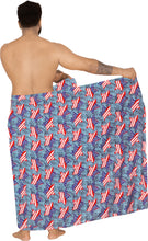 Load image into Gallery viewer, Men's Patriotic American Flag Sarong Swim Trunk Red Blue P05289