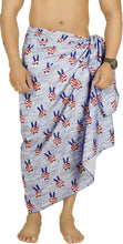 Load image into Gallery viewer, Men's Patriotic American Flag Sarong Swim Trunk Sky Blue P05363