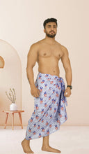 Load image into Gallery viewer, Men's Patriotic American Flag Sarong Swim Trunk Sky Blue P05363