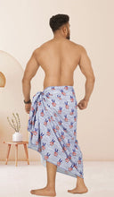 Load image into Gallery viewer, Men's Patriotic American Flag Sarong Swim Trunk Sky Blue P05363