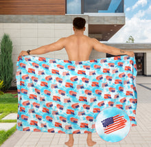Load image into Gallery viewer, Men's Patriotic American Flag Sarong Swim Trunk Blue P05365