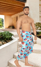 Load image into Gallery viewer, Men's Patriotic American Flag Sarong Swim Trunk Blue P05365