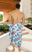 Load image into Gallery viewer, Men's Patriotic American Flag Sarong Swim Trunk Blue P05365