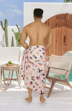Load image into Gallery viewer, Men's Patriotic American Flag Sarong Swim Trunk Peach Red P05369