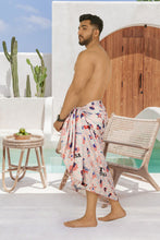 Load image into Gallery viewer, Men's Patriotic American Flag Sarong Swim Trunk Peach Red P05369