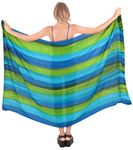 Load image into Gallery viewer, LA LEELA Women's Sarong Coverups Blue Royal Stripes P05575