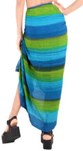 Load image into Gallery viewer, LA LEELA Women's Sarong Coverups Blue Royal Stripes P05575