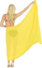 Load image into Gallery viewer, La Leela Women's Bikini Beach Wrap Hawaiian Sarong Swimming Suit Bathing Pareo Beachwear Dress Cover up Long Yellow Solid P05797