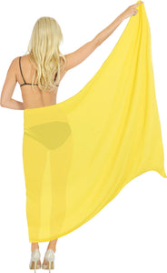 La Leela Women's Bikini Beach Wrap Hawaiian Sarong Swimming Suit Bathing Pareo Beachwear Dress Cover up Long Yellow Solid P05797