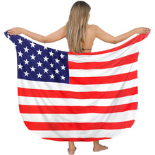 Load image into Gallery viewer, LA LEELA Women's Long Beach Wrap Beach Swimsuit Cover Up American Flag Sarong P06335