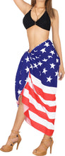 Load image into Gallery viewer, LA LEELA Women's Long Beach Wrap Beach Swimsuit Cover Up American Flag Sarong P06342