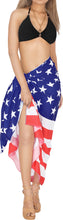 Load image into Gallery viewer, LA LEELA Women's Long Beach Wrap Beach Swimsuit Cover Up American Flag Sarong P06342