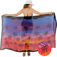 Cargar imagen en el visor de la galería, LA LEELA Women's Beachwear Sarong Rainbow,Palm Tree P06745