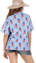 Load image into Gallery viewer, HAPPY BAY Women's Hawaiian Shirt Sky Blue US Flag P07107
