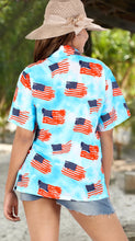 Load image into Gallery viewer, HAPPY BAY Women's Hawaiian Shirt Blue US Flag P07109