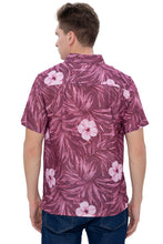 Load image into Gallery viewer, LA LEELA Mens Hawaiian Shirts Maroon Floral Leafs P07226