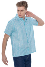 Cargar imagen en el visor de la galería, HAPPY BAY Mens Hawaiian Shirts Green Stripes P07592
