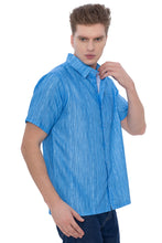 Load image into Gallery viewer, HAPPY BAY Mens Hawaiian Shirts Blue Stripes P07593