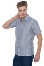 Load image into Gallery viewer, HAPPY BAY Mens Hawaiian Shirts Grey Stripes P07594