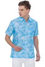 Load image into Gallery viewer, HAPPY BAY Mens Hawaiian Shirts Blue Hibiscus Leafs P07603