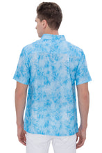 Load image into Gallery viewer, HAPPY BAY Mens Hawaiian Shirts Blue Hibiscus Leafs P07603