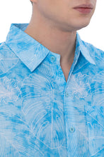 Load image into Gallery viewer, HAPPY BAY Mens Hawaiian Shirts Blue Hibiscus Leafs P07603