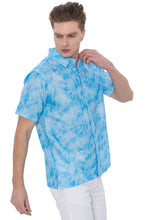 Load image into Gallery viewer, HAPPY BAY Mens Hawaiian Shirts Blue Hibiscus Leafs P07603