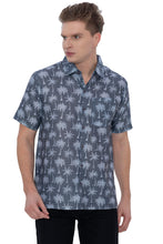 Load image into Gallery viewer, LA LEELA Mens Hawaiian Shirts Grey Allover Palm Tree P07608
