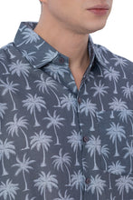Load image into Gallery viewer, LA LEELA Mens Hawaiian Shirts Grey Allover Palm Tree P07608