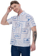 Load image into Gallery viewer, LA LEELA Mens Hawaiian Shirts White Fish P07610