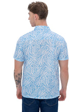 Load image into Gallery viewer, HAPPY BAY Mens Hawaiian Shirts Blue Allover Leaves P07616