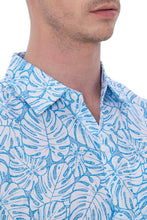 Load image into Gallery viewer, HAPPY BAY Mens Hawaiian Shirts Blue Allover Leaves P07616