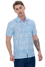 Load image into Gallery viewer, HAPPY BAY Mens Hawaiian Shirts Blue Allover Leaves P07616