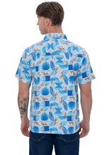 Load image into Gallery viewer, LA LEELA Mens Hawaiian Shirts Blue Allover Leafs P07618