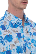 Load image into Gallery viewer, LA LEELA Mens Hawaiian Shirts Blue Allover Leafs P07618
