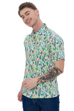 Load image into Gallery viewer, LA LEELA Mens Hawaiian Shirts Green Cactus P07619