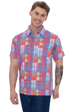Load image into Gallery viewer, LA LEELA Mens Hawaiian Shirts Multi Checks P07621