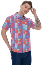 Load image into Gallery viewer, LA LEELA Mens Hawaiian Shirts Multi Checks P07621