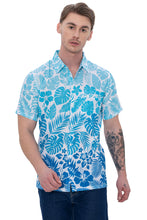 Load image into Gallery viewer, LA LEELA Mens Hawaiian Shirts Tropical Blue P07634