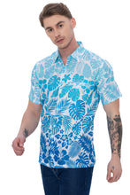 Load image into Gallery viewer, LA LEELA Mens Hawaiian Shirts Tropical Blue P07634