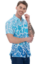 Load image into Gallery viewer, LA LEELA Mens Hawaiian Shirts Tropical Blue P07634