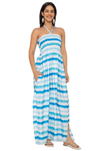 Load image into Gallery viewer, HAPPY BAY Women's Holiday Beach Summer Vacation Ruffle Casual Strapless Dresses Tube Top Basic Short Evening Dress L-XL Blue Stripe P07654