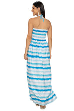 Load image into Gallery viewer, HAPPY BAY Women's Holiday Beach Summer Vacation Ruffle Casual Strapless Dresses Tube Top Basic Short Evening Dress L-XL Blue Stripe P07654
