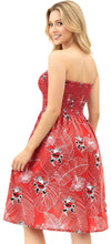Cargar imagen en el visor de la galería, LA LEELA Women's Beach A line Slit Smocked Mini Dress Ruched Tube Top Evening Short Strapless Casual Christmas Tree Dress for Women L-XL Red Santa P07673