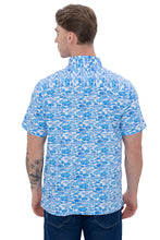Cargar imagen en el visor de la galería, LA LEELA Mens Hawaiian Shirts Blue Coastal Umbrella P07727